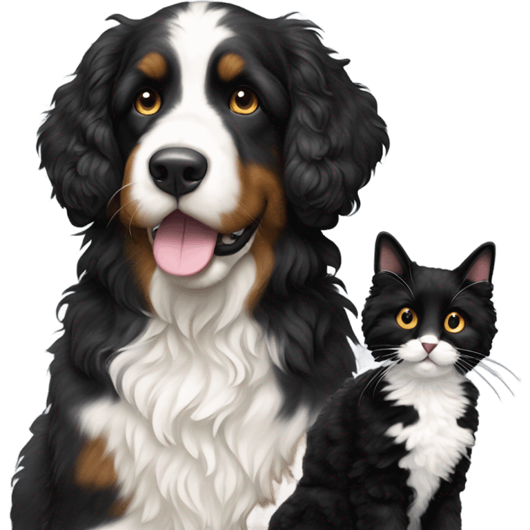 Black cat with bernedoodle emoji