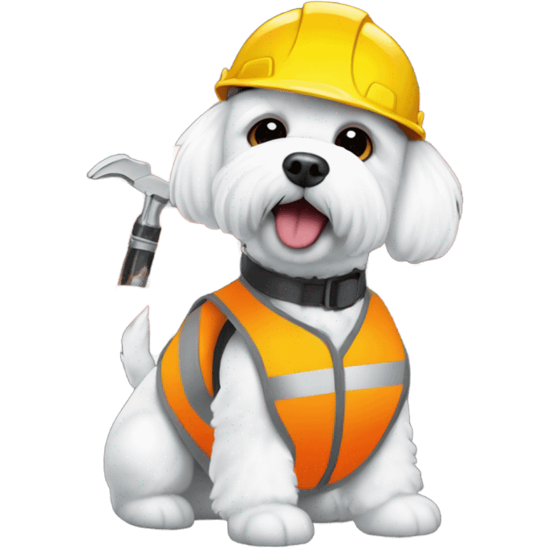 Maltese Bichon working on the construction site emoji