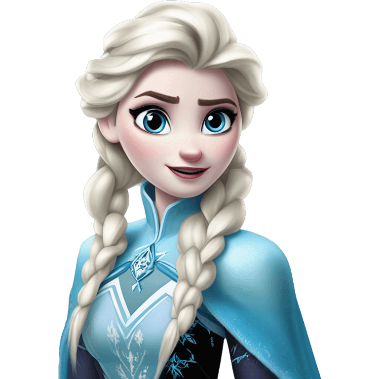 Warcraft award winning frozen Elsa in Marvel Avengers style, oil paint, mysterious eyes, intricate lips, masterpiece pose, odd perspective, beautiful, desirable, logical emoji