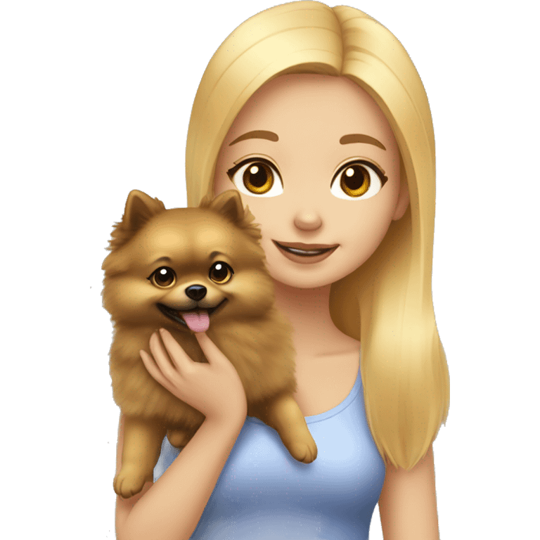 light-skinned-girl-petting-pomeranian emoji