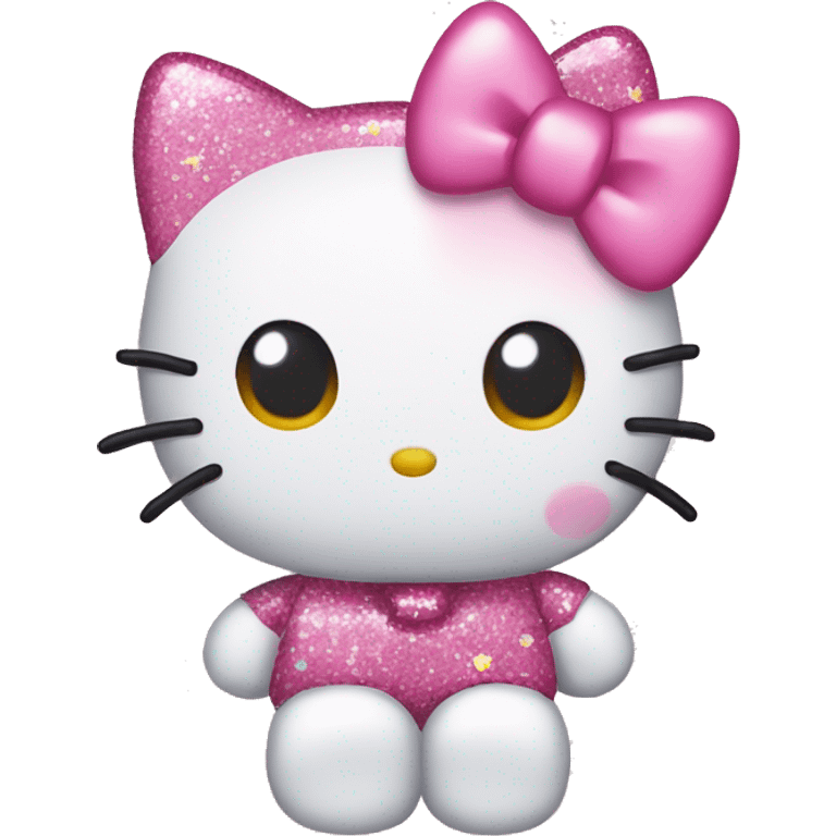 Hello kitty wearing a glittery bow that has pink frosting and sprinkles  emoji