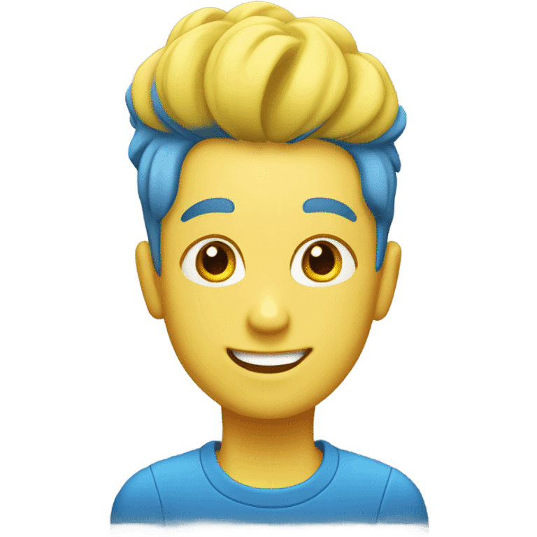 yellow joy emoji face with short blue hair quiff emoji