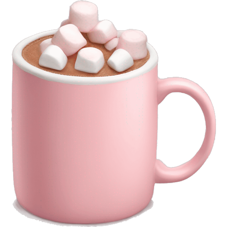 Light Pink mug of hot chocolate with marshmallows  emoji