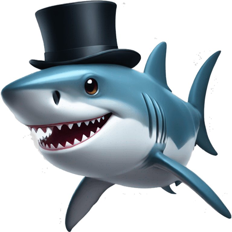 Shark with a top hat emoji