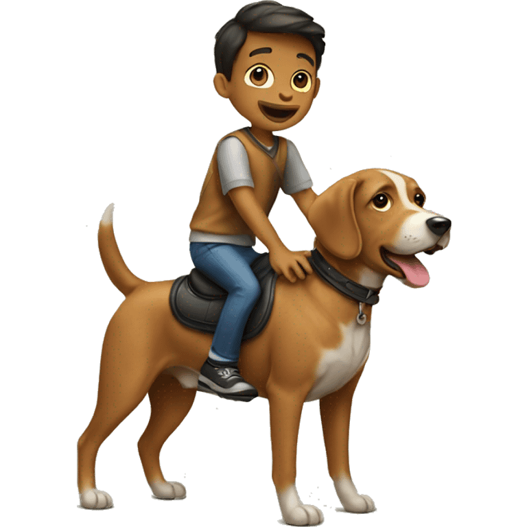 A boy riding a dog emoji