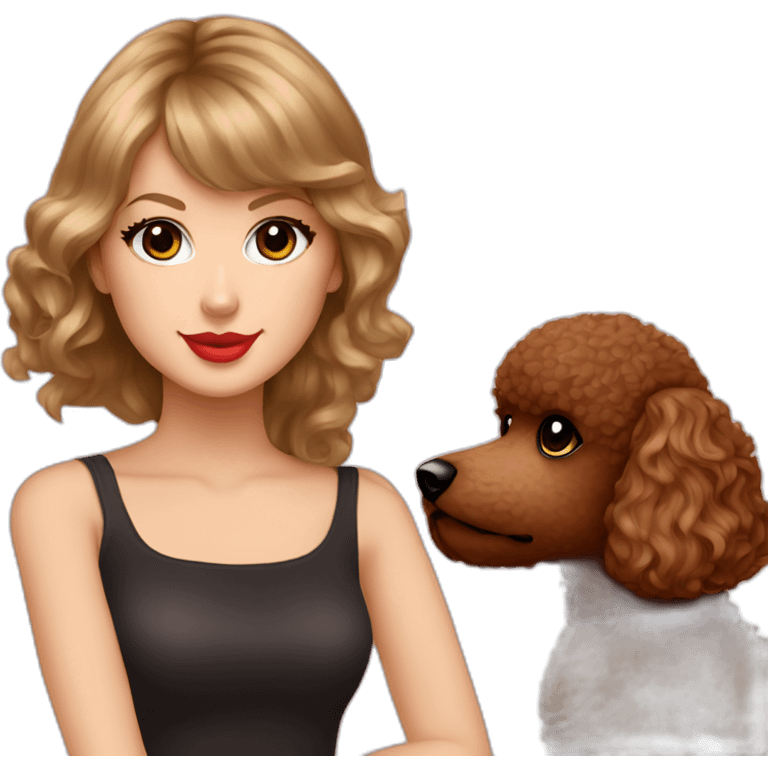 Taylor swift and a dark brown toy poodle emoji