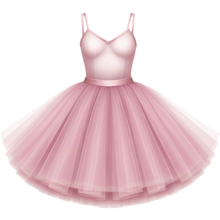 Cinematic Realistic Tutu, layers of fine, soft tulle forming a voluminous and airy skirt, delicate folds catching the light, slightly frayed edges adding authenticity, glowing softly with a warm and ethereal elegance. emoji