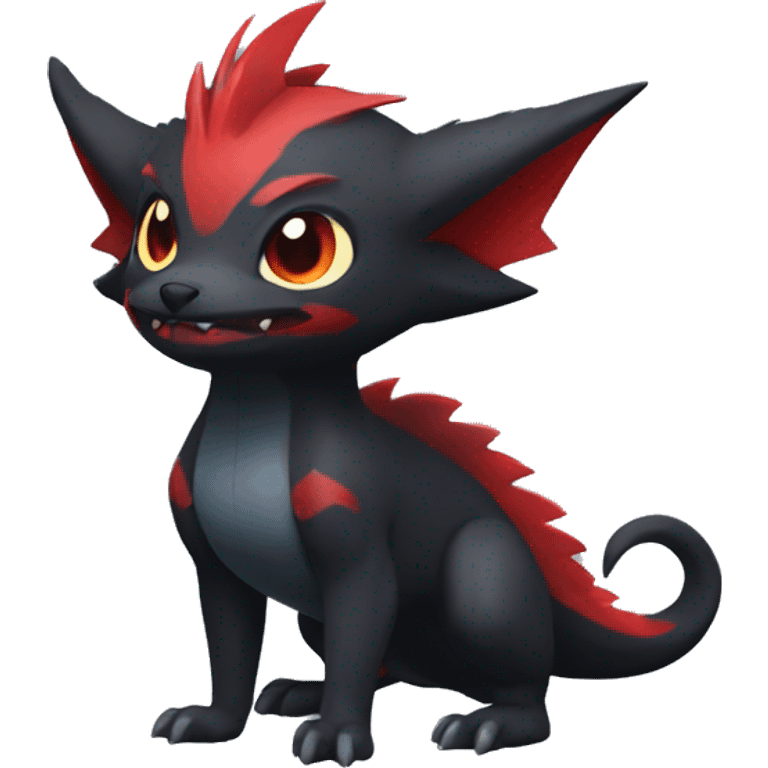 Cute cool black red nargacuga animal hybrid Fakemon full body emoji