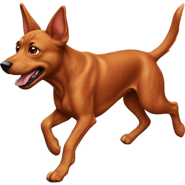 realistic solid red dog with pointed ears running emoji