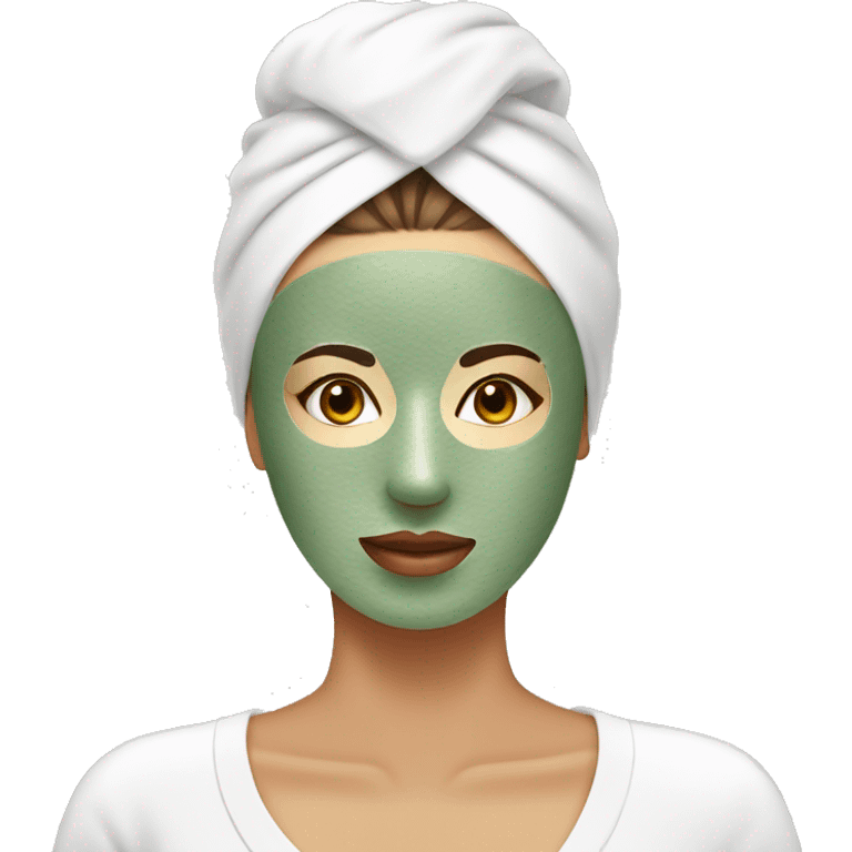 Lady with face mask spa beauty full face relaxing emoji