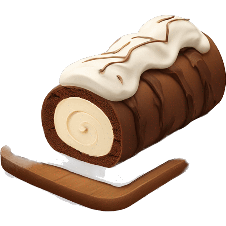 Christmas ice cream cake in the shape of a log of wood with coffee and vanilla ice cream  emoji