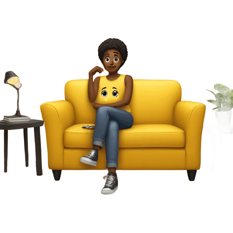 Me sitting on yellow couch emoji