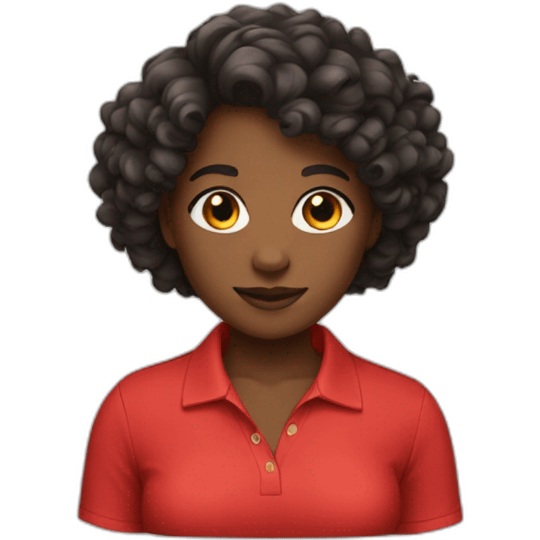 Black girl with short curly hair and a red polo shirt emoji