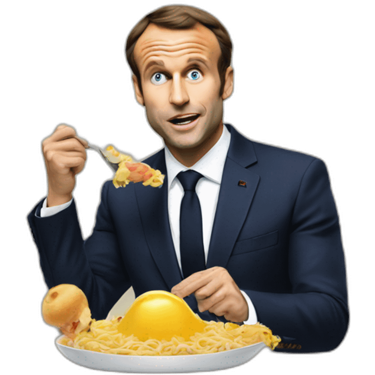 Macron qui mange des pates emoji