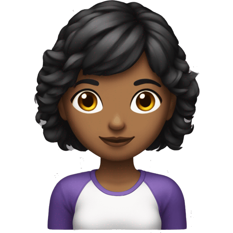 una chica gamer de pelo negro con orejas de gatito enamorada emoji