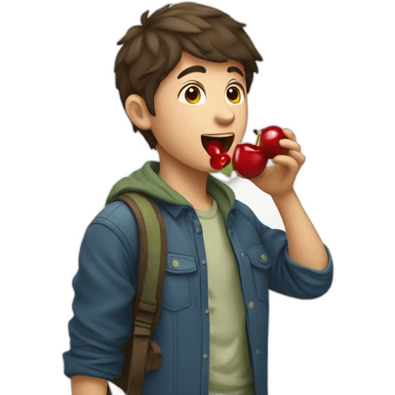 A boy eating cherries emoji