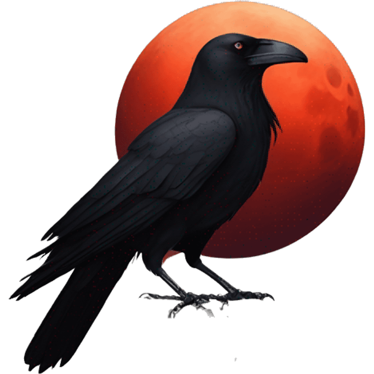 Crow in front of blood moon emoji