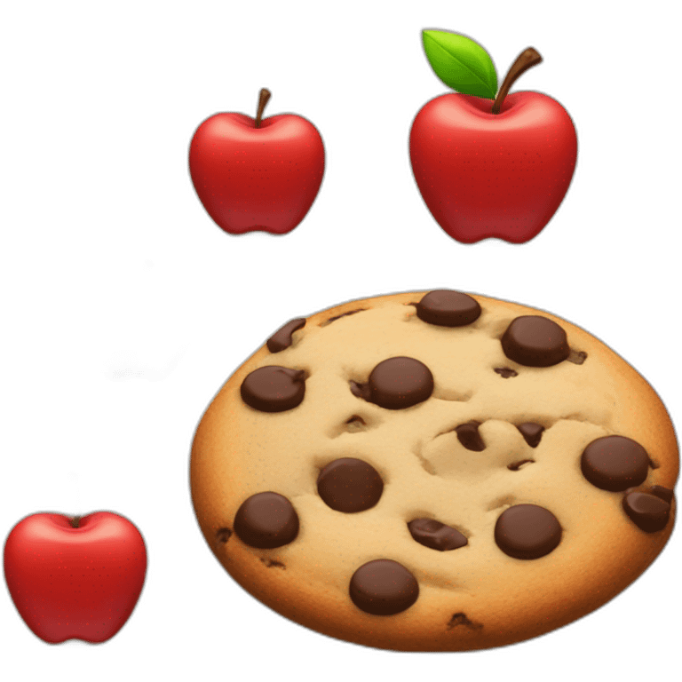 red apple and a chocolate chip cookie emoji