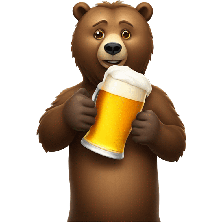 grizzly bear holding a pint of beer emoji