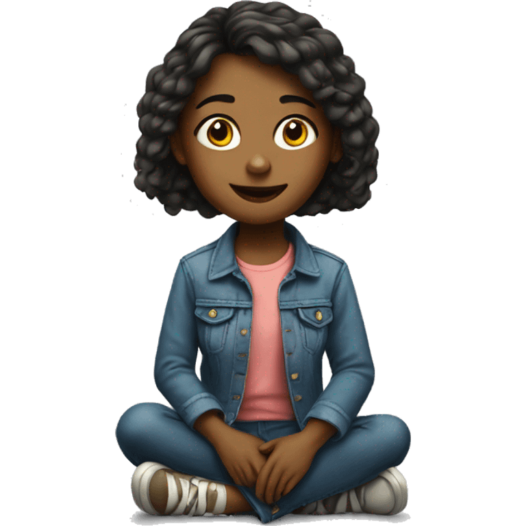 realistic portrait of girl sitting emoji