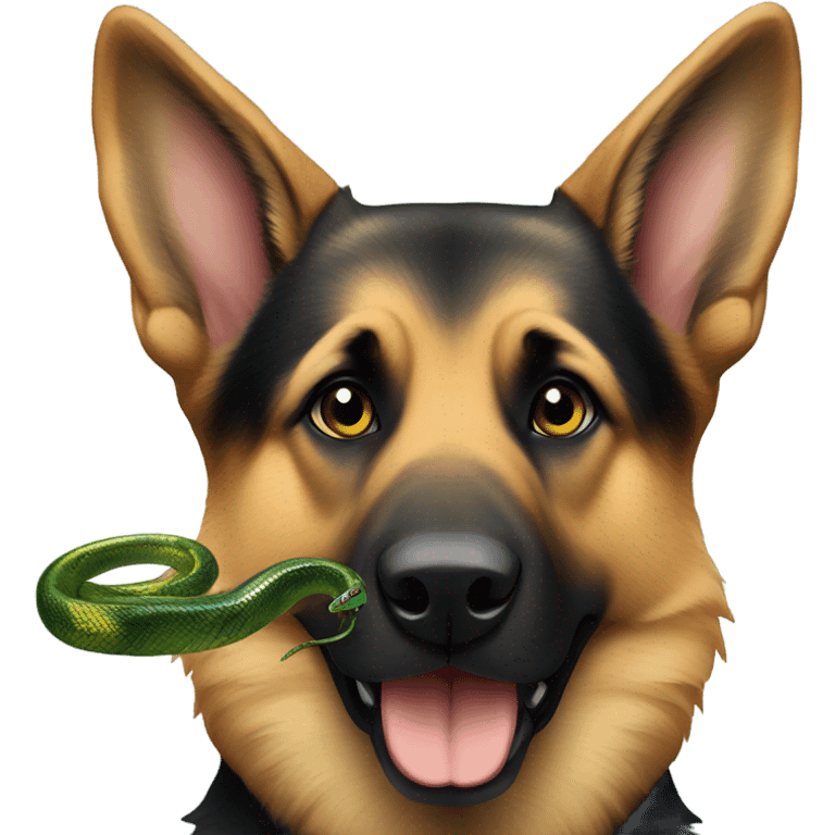 German shepherd with a snake emoji