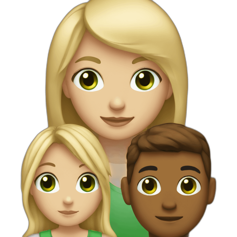 blonde girl with tan skin and green eyes and boy with brown hair and hazel eyes emoji