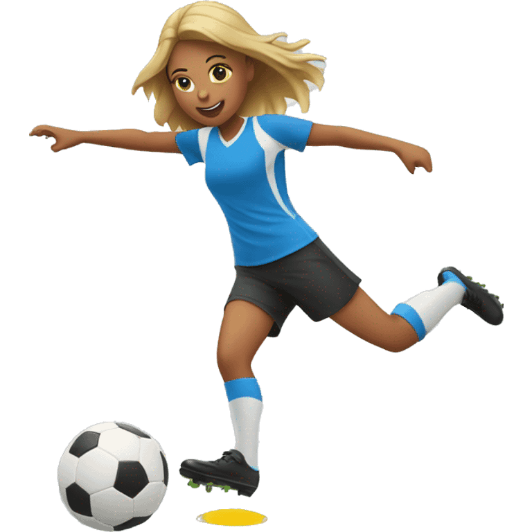 blod girl kicking a soccer ball in the air emoji