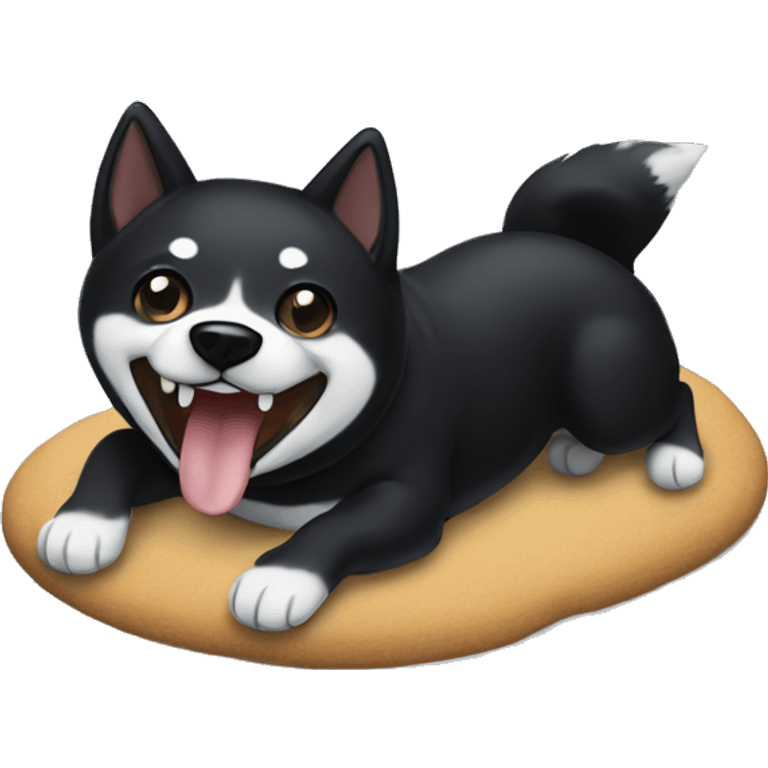 Black Shiba Inu rolling on the floor laughing emoji