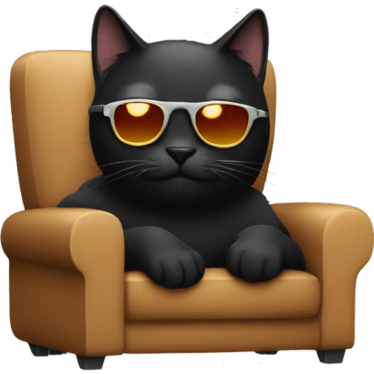 Black Cat watching tv with sunglasses  emoji