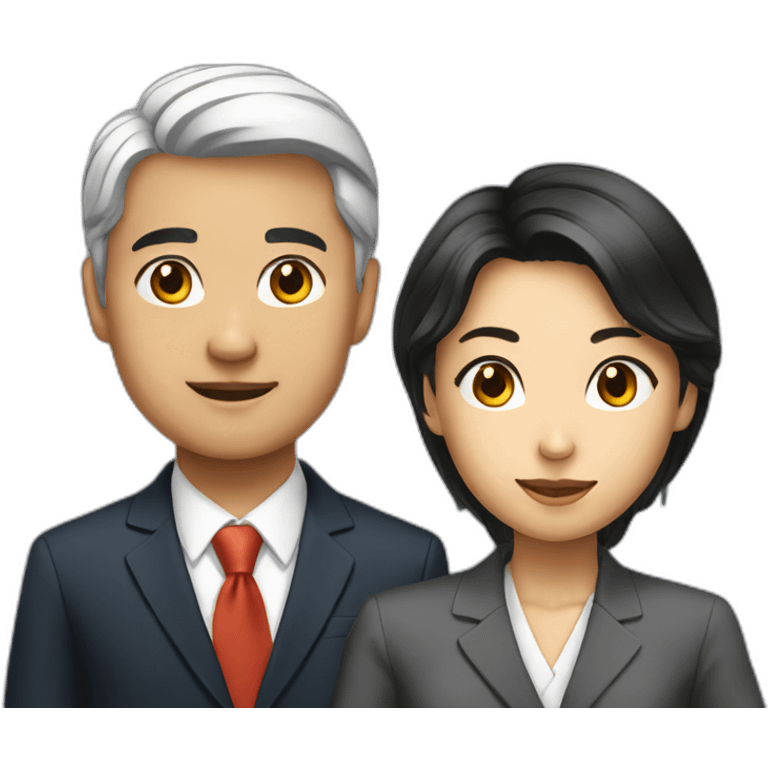 young asian male and female president emoji