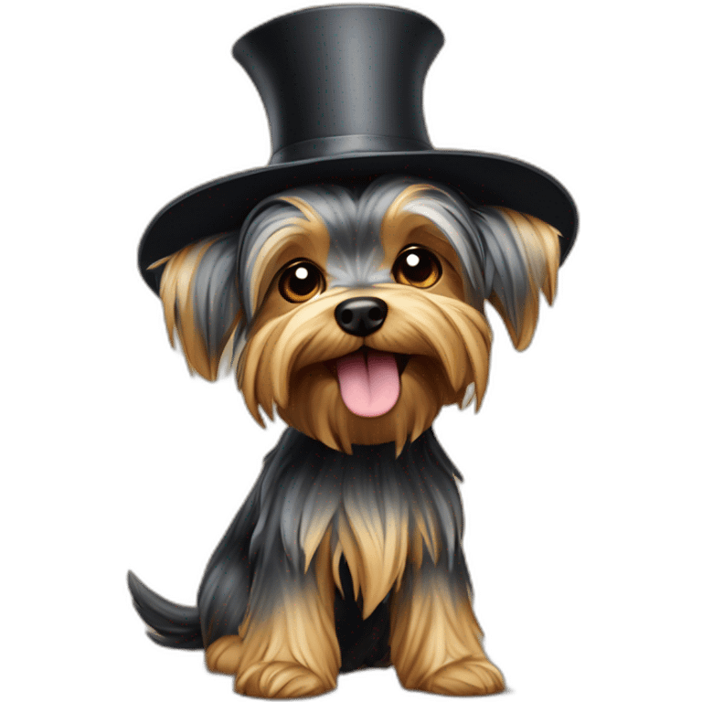 Yorkshire-terrier chapeau sorcière Sur un balai r emoji