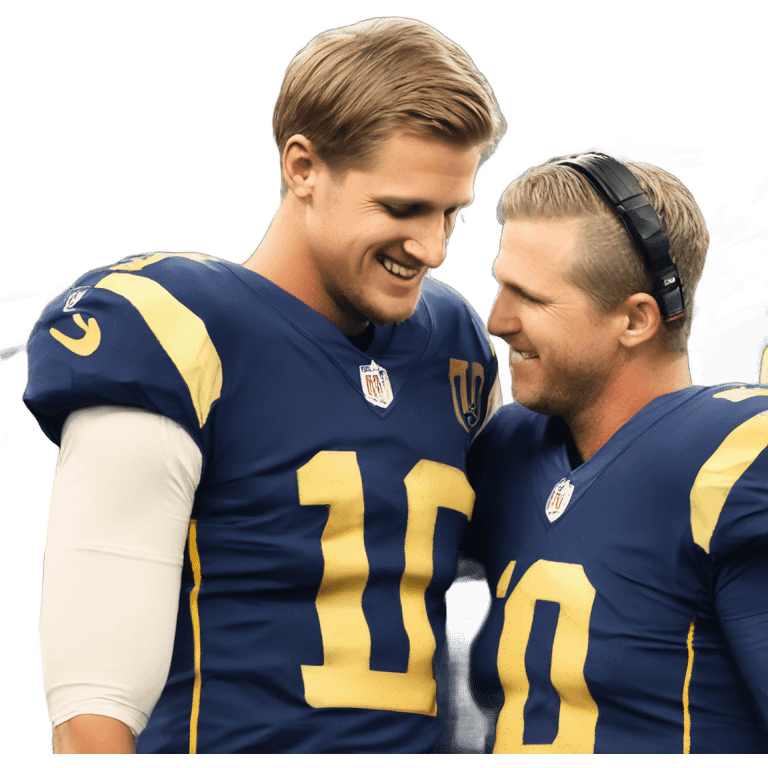 Jared Goff hugging Dan Campbell emoji