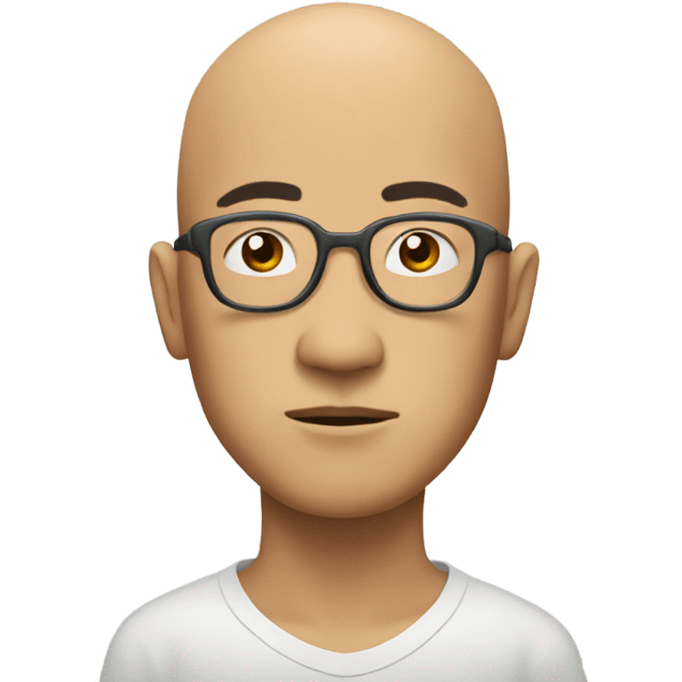  a bald Asian man deep in thought emoji