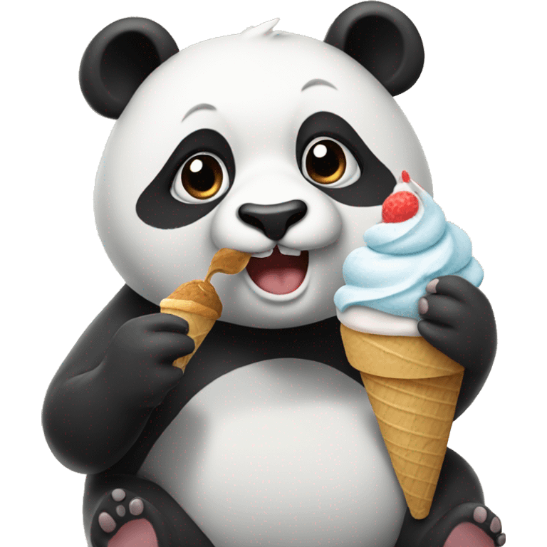 Panda eating ice cream emoji