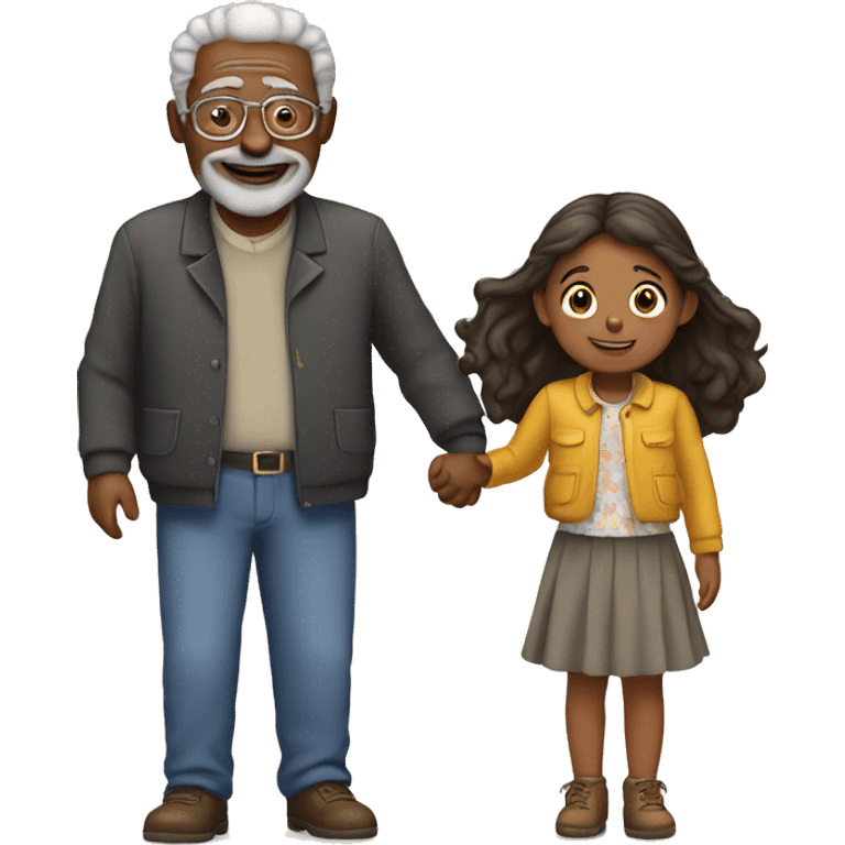 Grandad and granddaughter  emoji