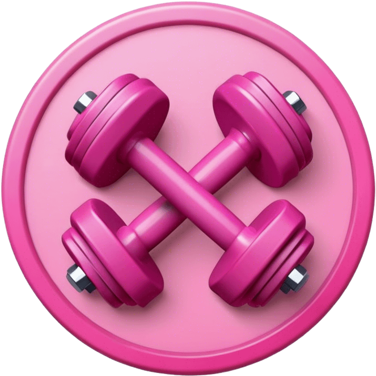 Pink dumbbells on pink circle emoji