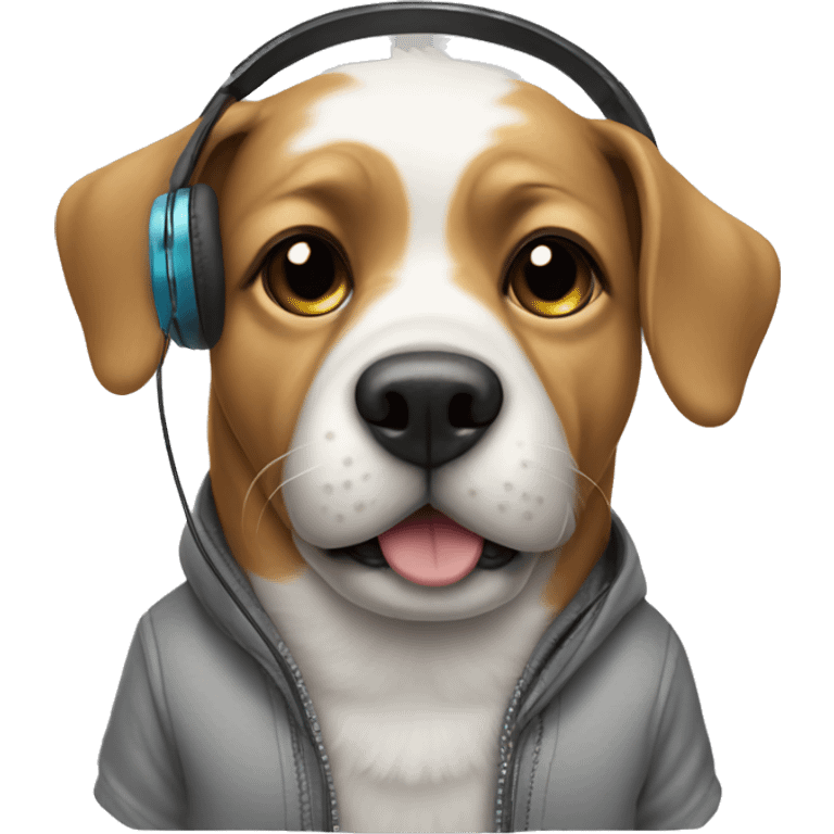 Dog wearing clothes and headphones  emoji