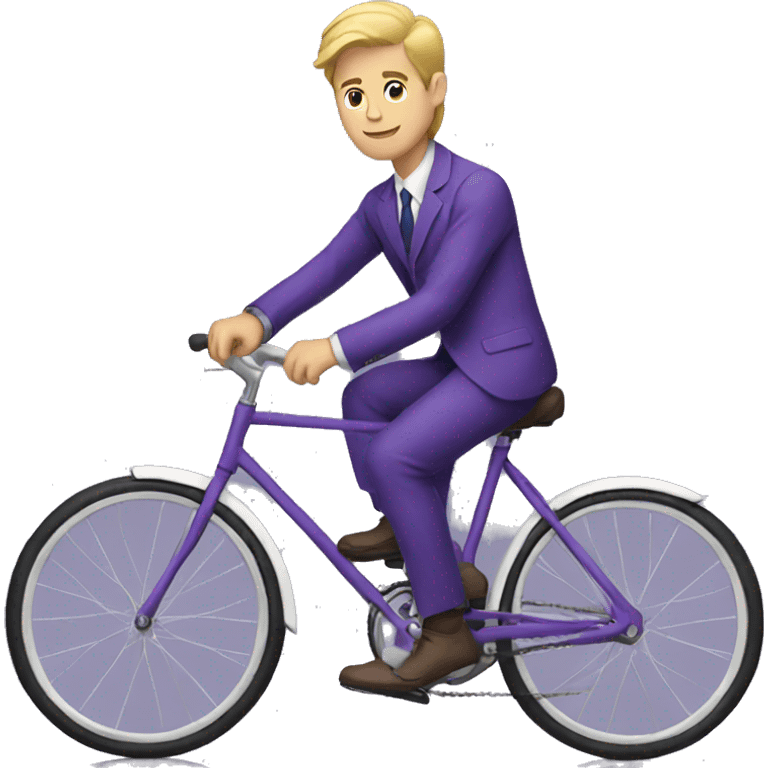 young white guy on a bicycle in a purple suit emoji