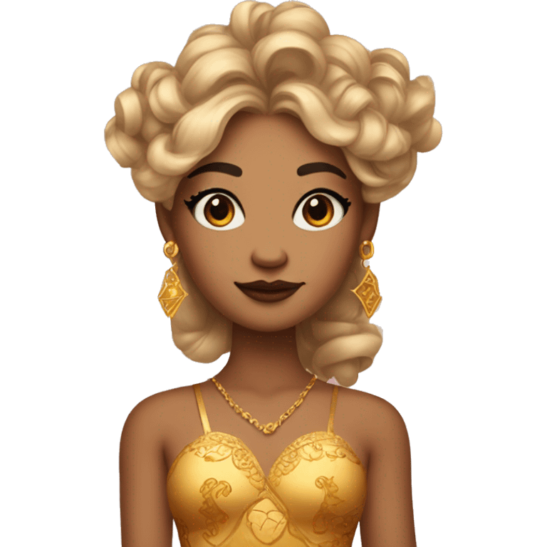 Create the zodiac sign leo as a girl with elaborate makeup and dress that matches the zodiac sign  emoji