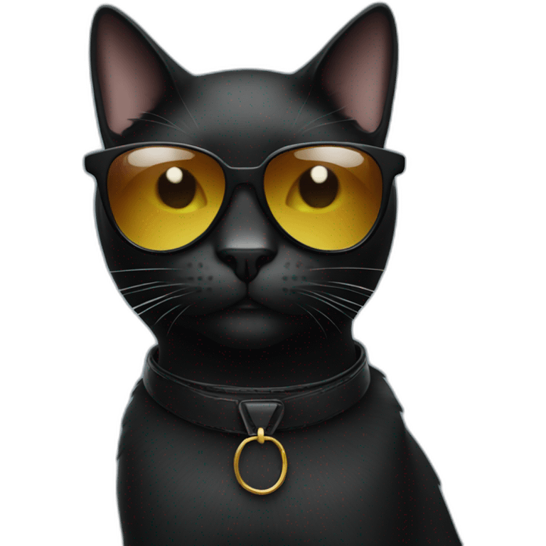 black cat elegant with sunglasses emoji