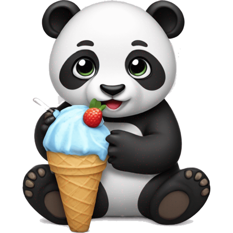 Panda eating ice cream emoji