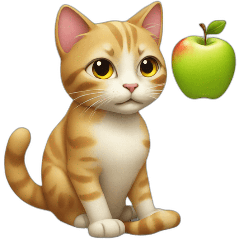 Cat with an apple emoji