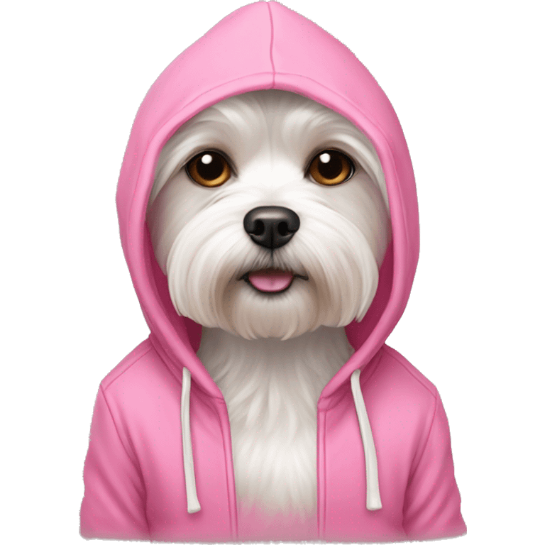 Maltese dog with pink hoodie emoji