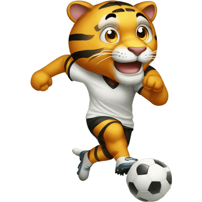 A tiger playing soccer  emoji