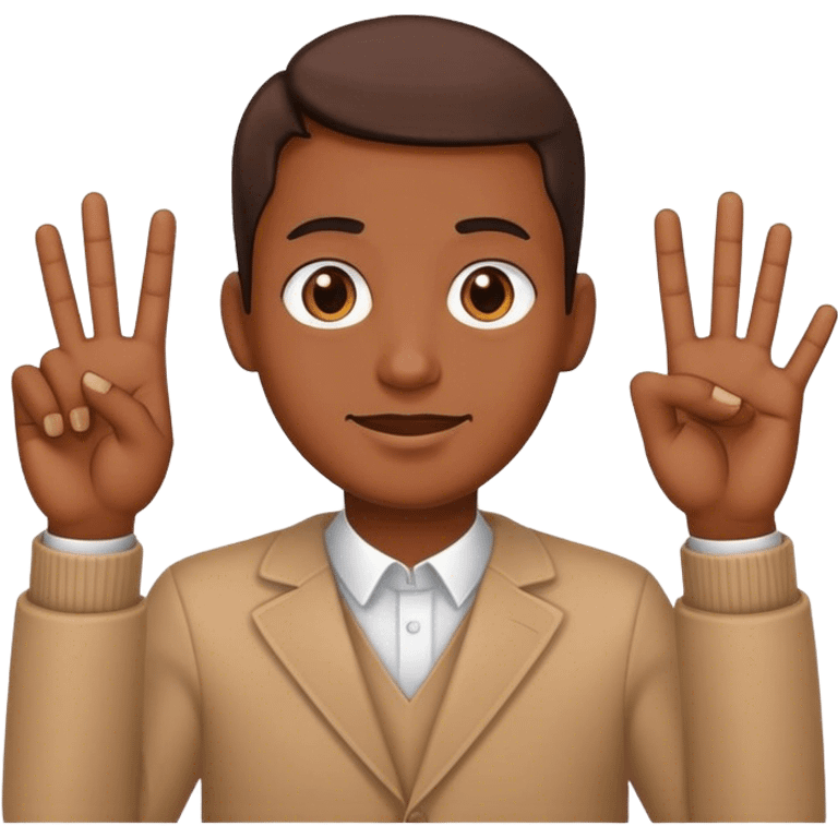 4 fingers up brown emoji