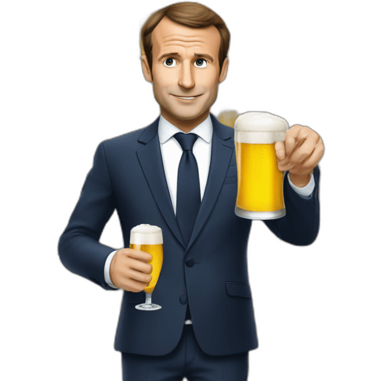 Macron qui boit un bière emoji