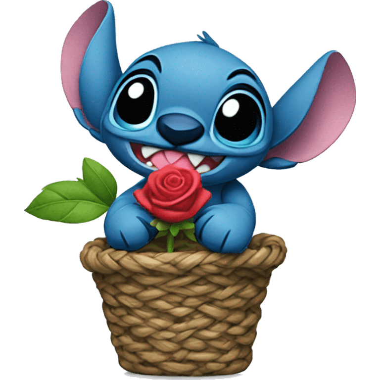 stitch with a rose emoji