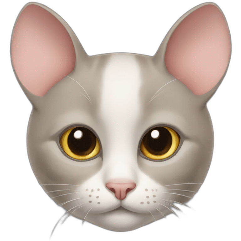 Mouse-colored cat with a round face emoji