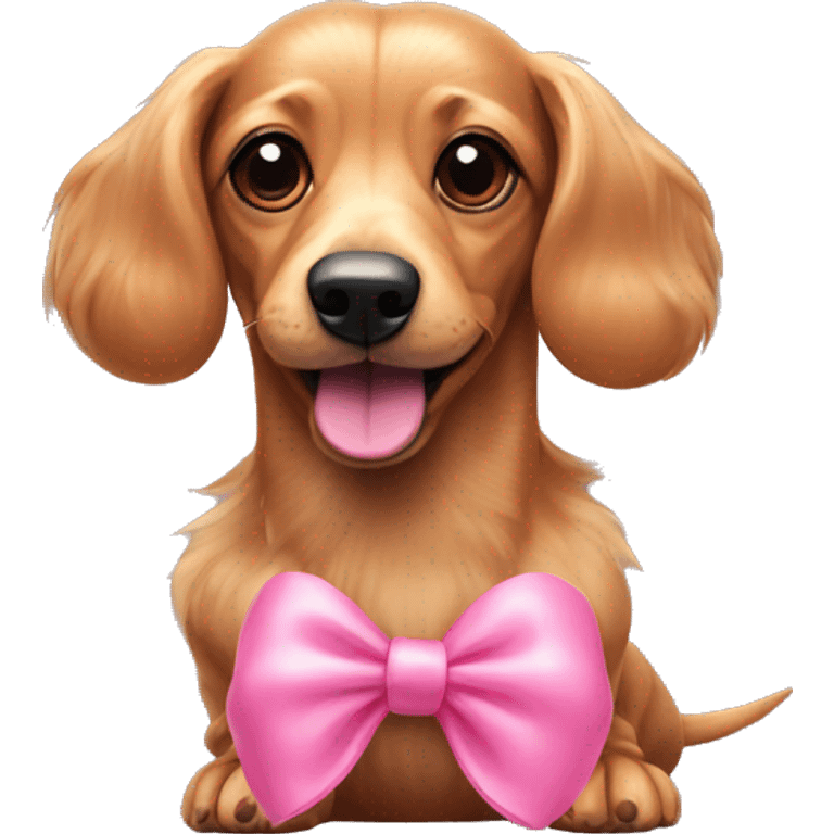 Fluffy Weiner dog with pink bow  emoji