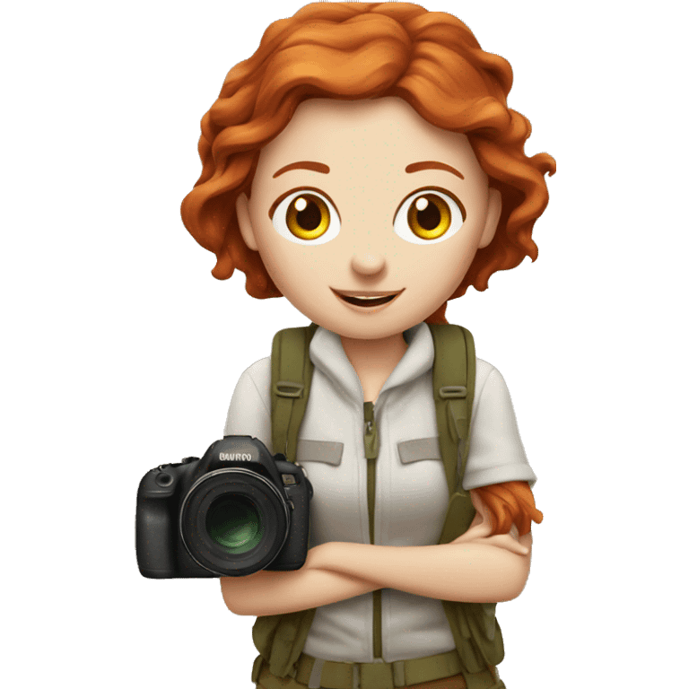 Redhead girl travel photographer emoji